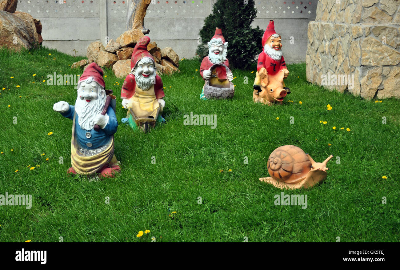 four dwarfs Stock Photo