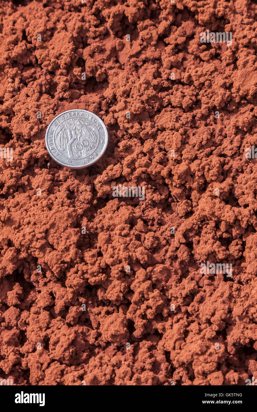 Transporting and managing iron ore. Close up of fines hematite iron ore