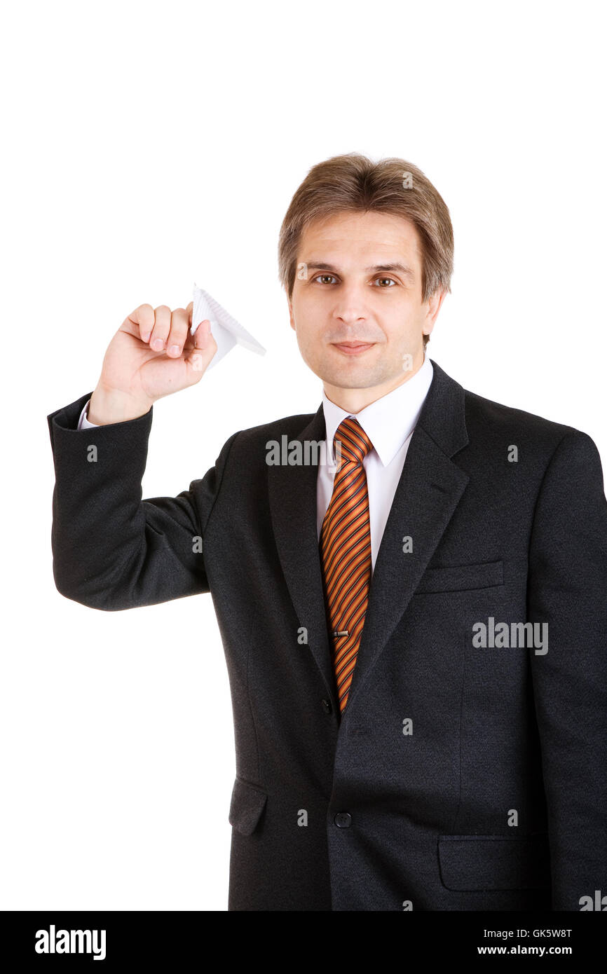 businessman and paper airplane Stock Photo Alamy