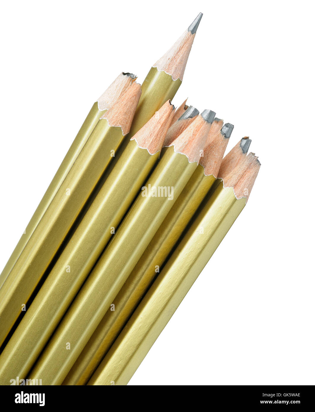 whole and broken pencils Stock Photo