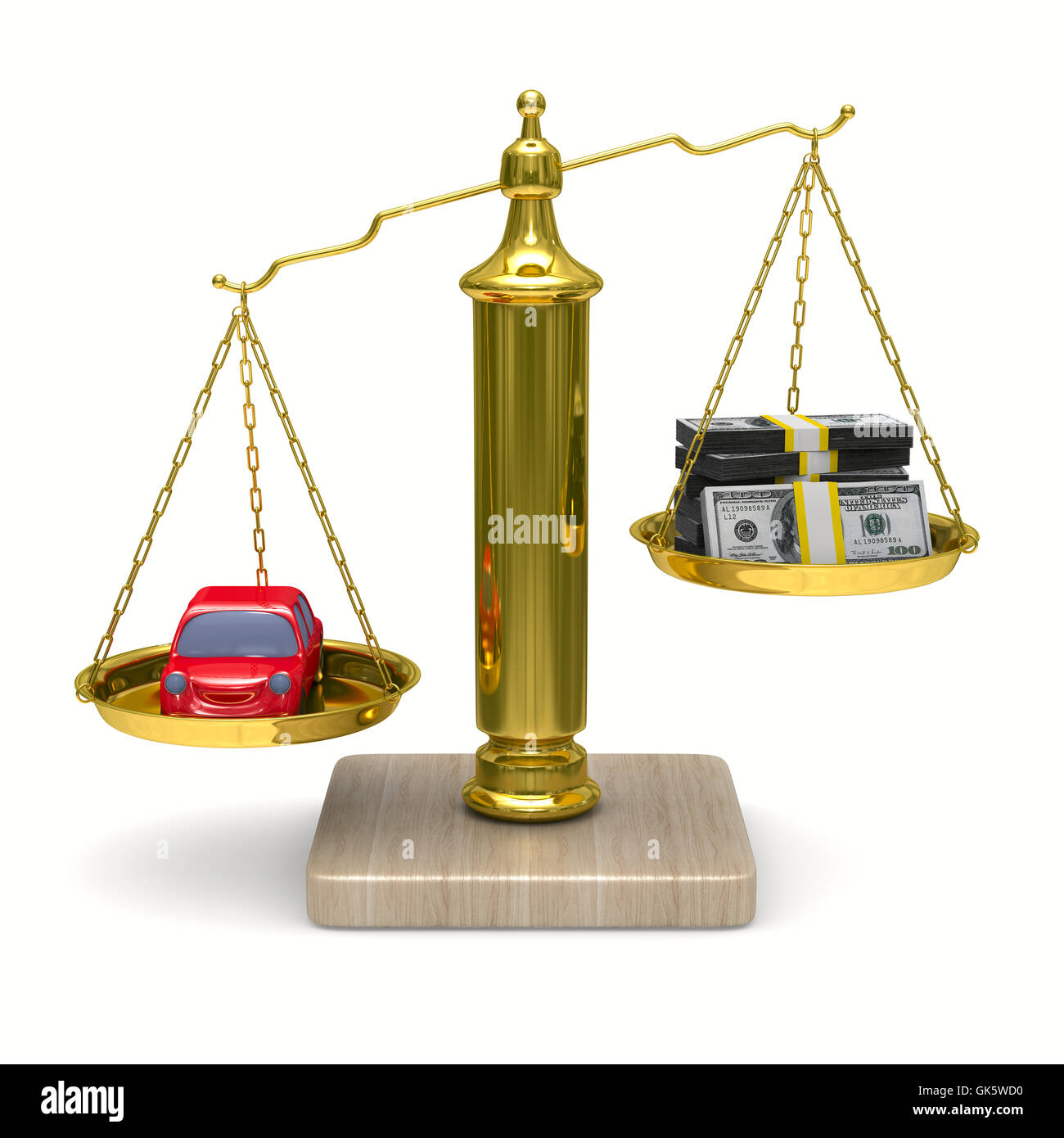 car and cashes on scales. Isolated 3D image Stock Photo Alamy