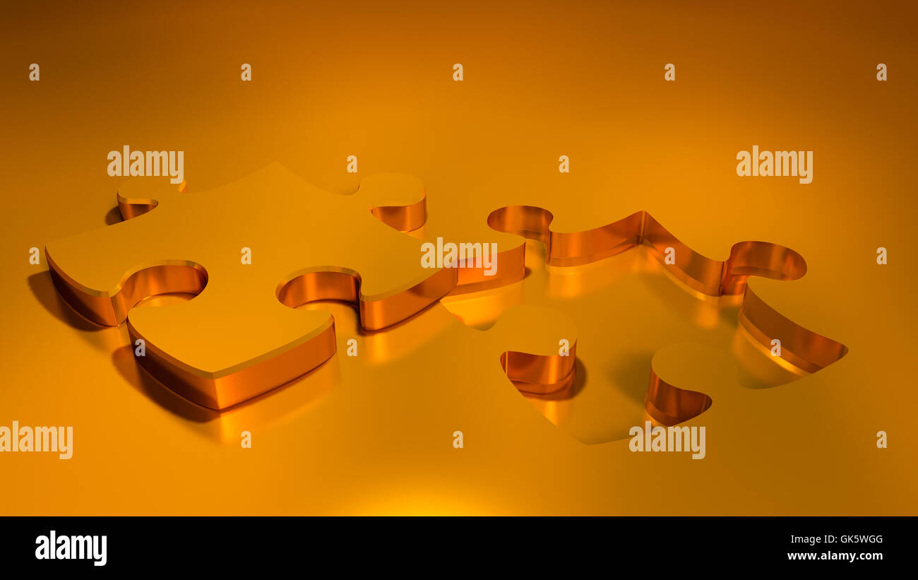 gold puzzle and missing piece Stock Photo - Alamy