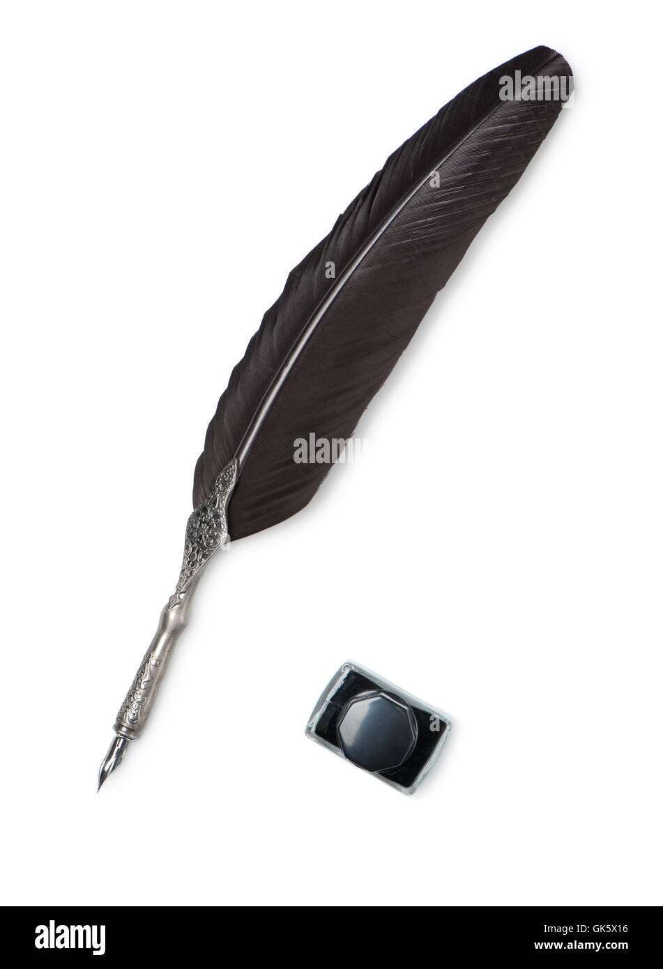 Feather quill and inkwell Stock Photo - Alamy