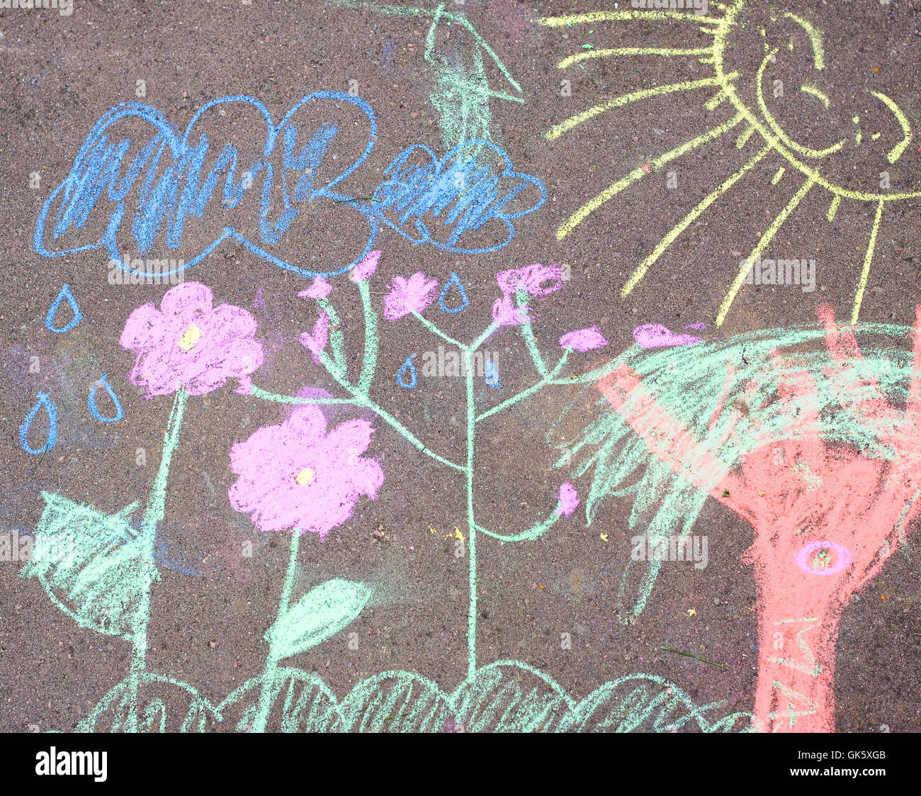 Chalk picture paiting on concrete Stock Photo Alamy