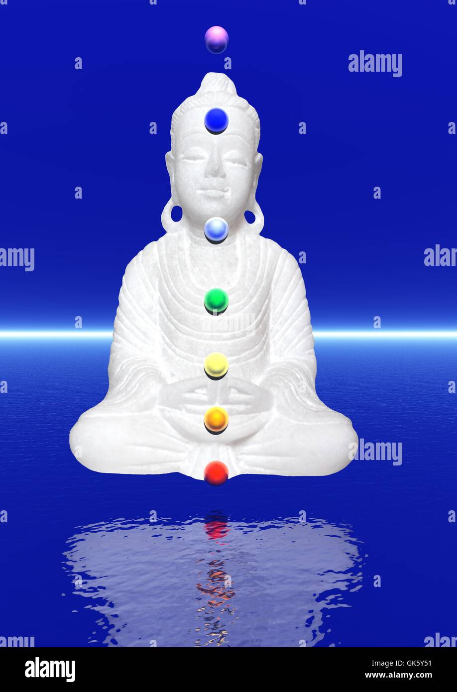Buddha and chakras Stock Photo