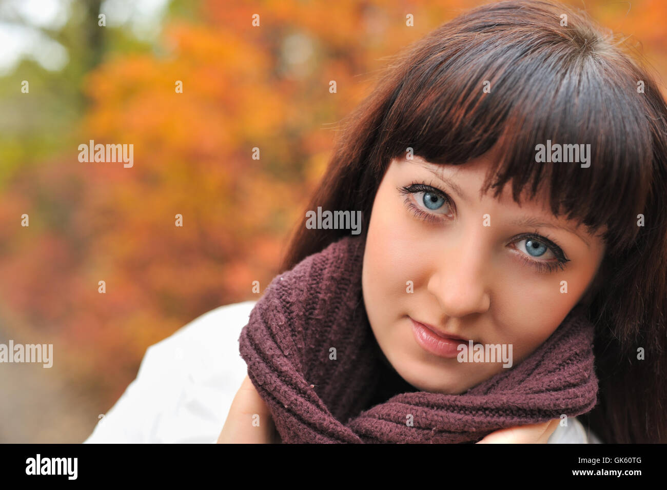 The girl in an autumn forest Stock Photo - Alamy