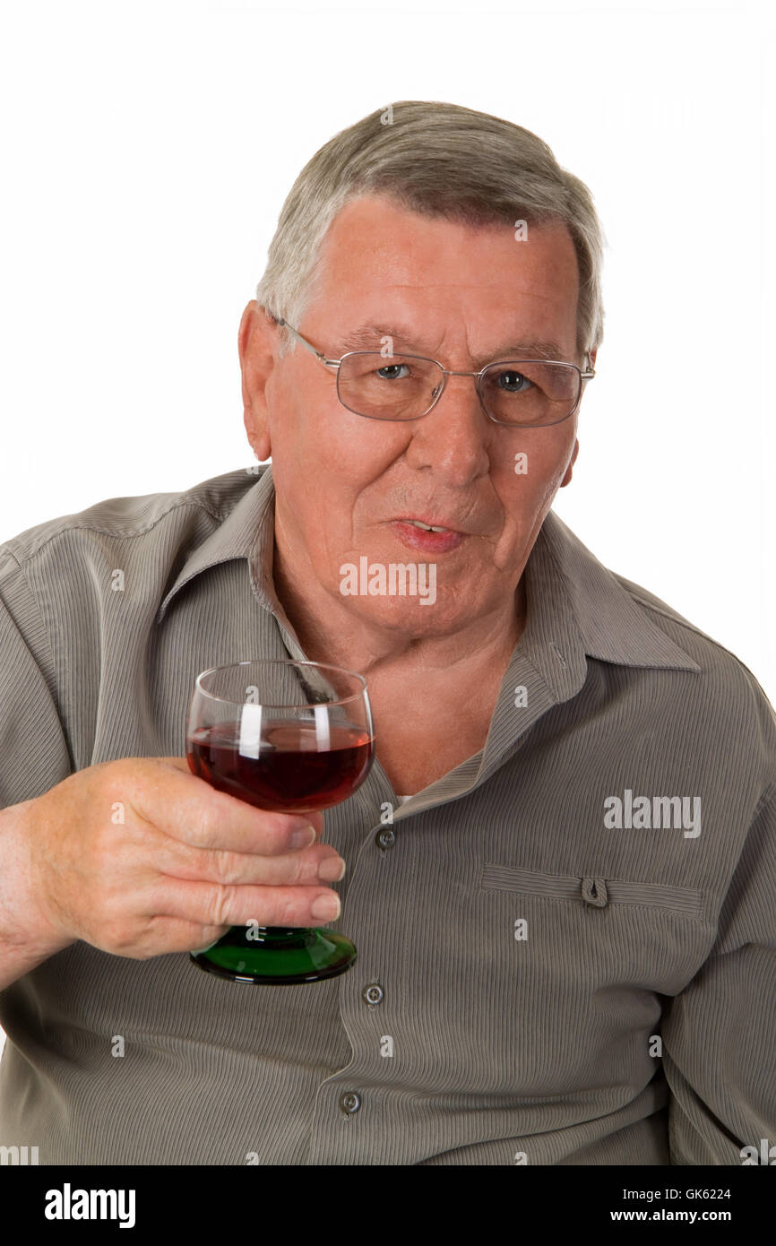 old man with red wine Stock Photo - Alamy
