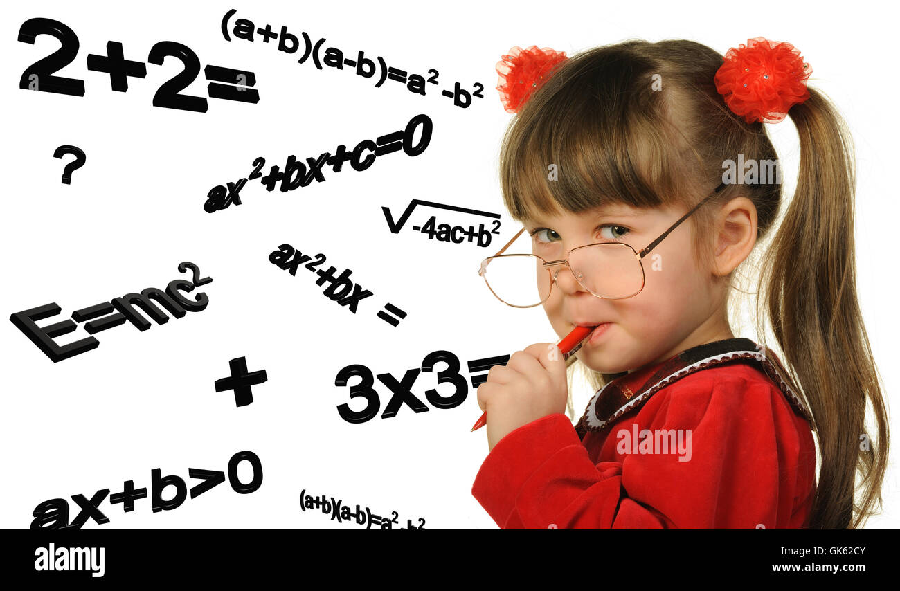The girl and mathematical formulas Stock Photo