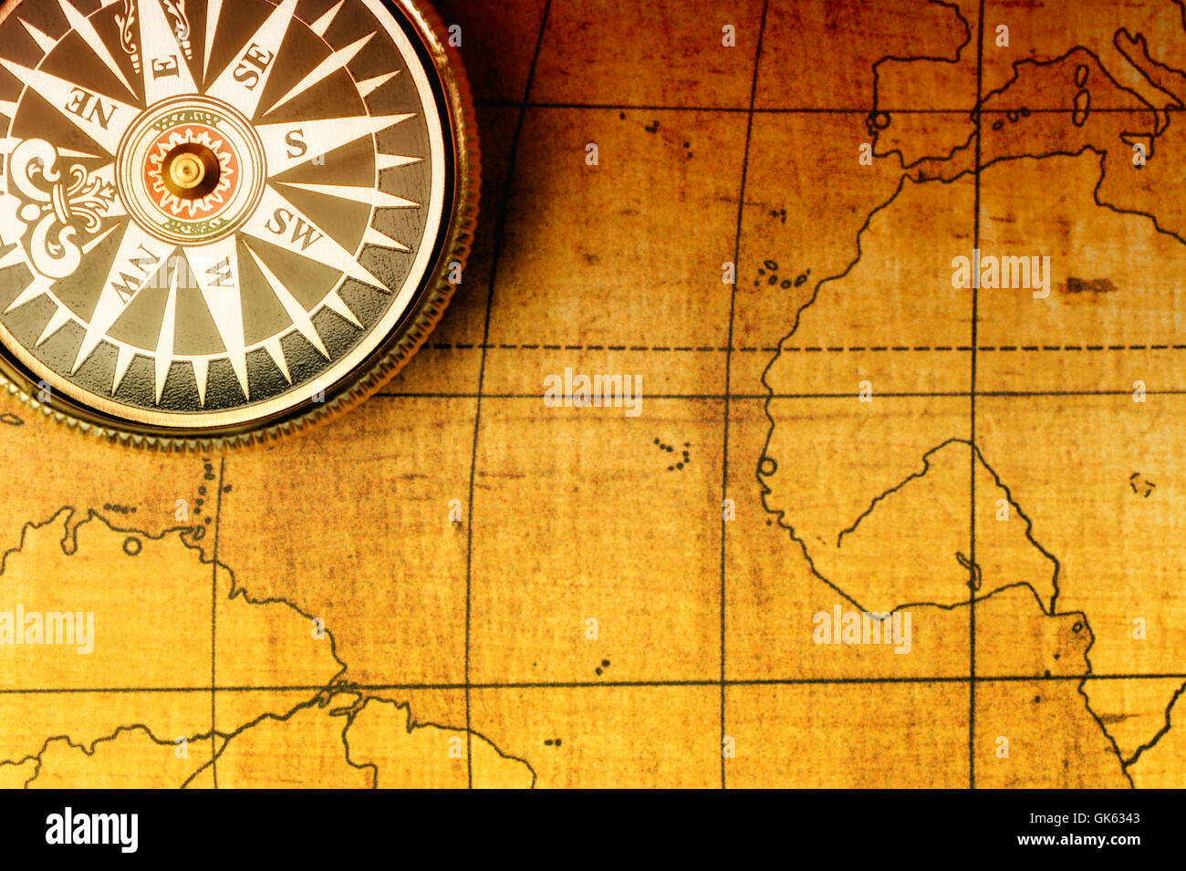 Old compass and map Stock Photo Alamy