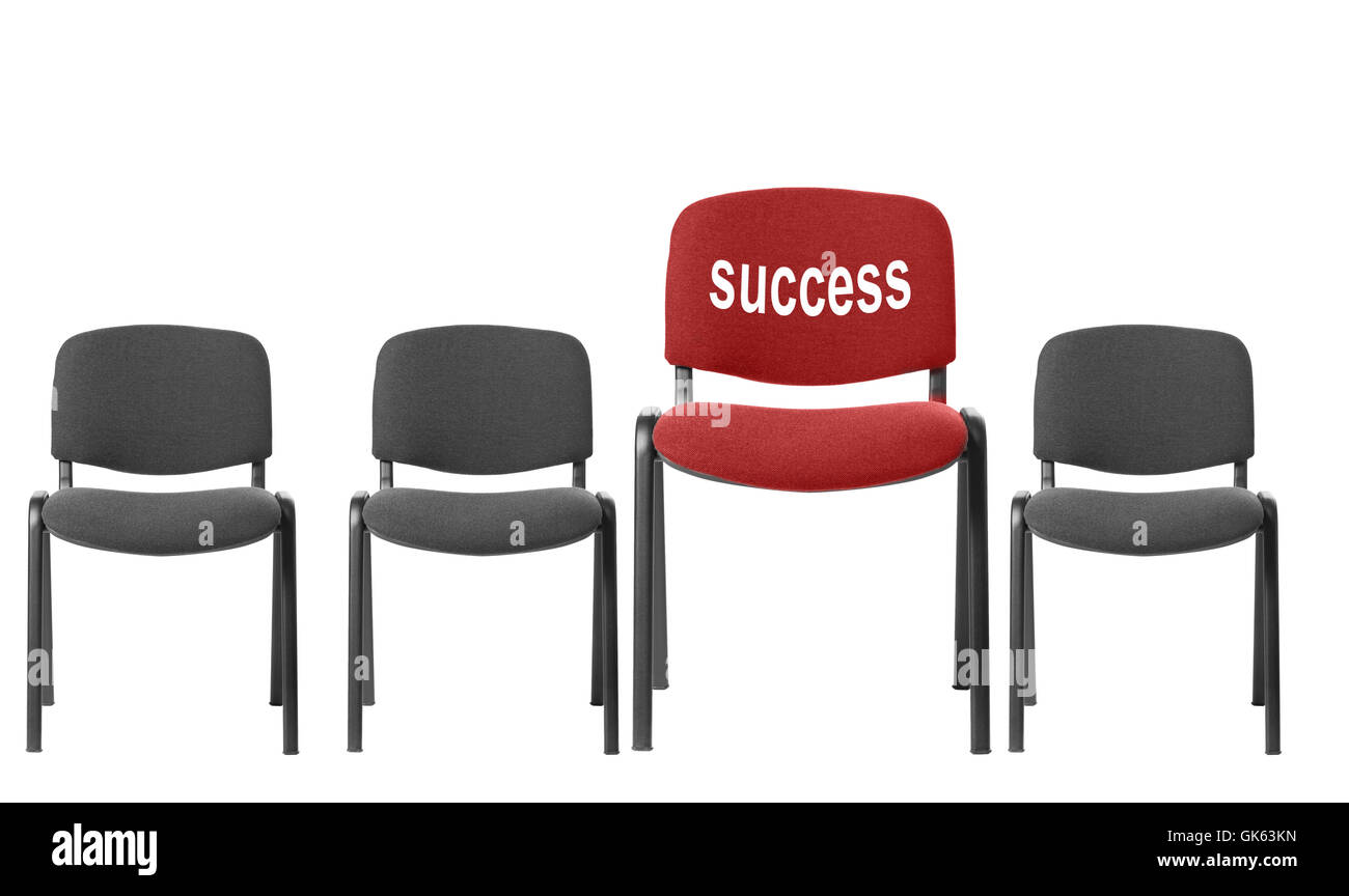 Red chair with an inscription - success Stock Photo - Alamy