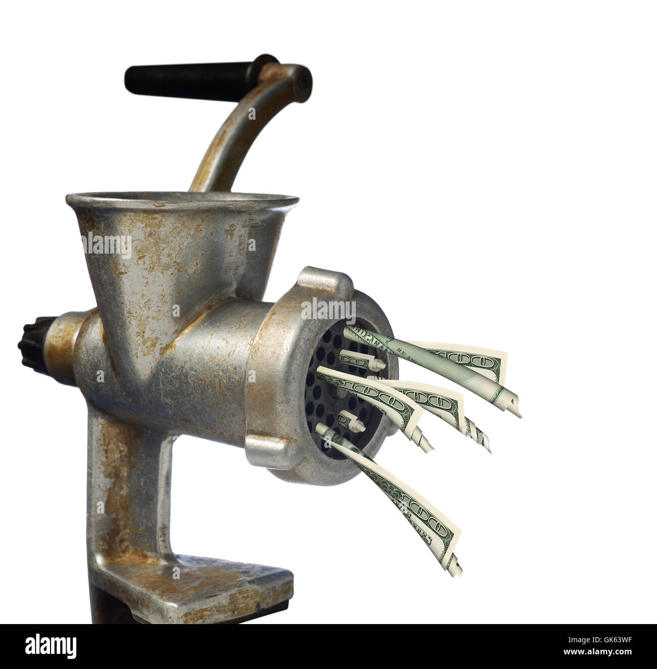 dollars and meat grinder Stock Photo Alamy