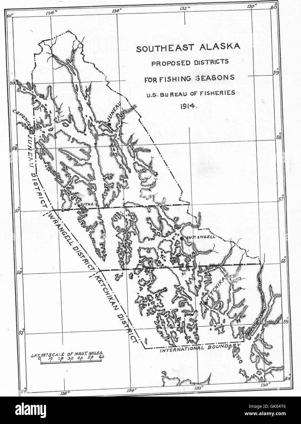 49065 Three proposed fishing districts for southeast Alaska Stock Photo