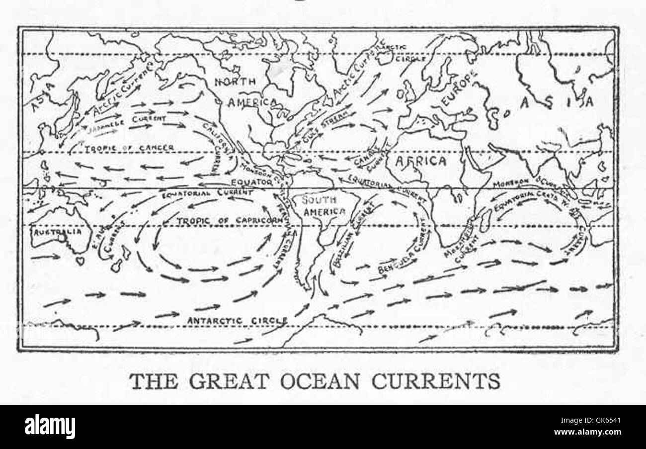 Ocean currents illustration Black and White Stock Photos & Images - Alamy