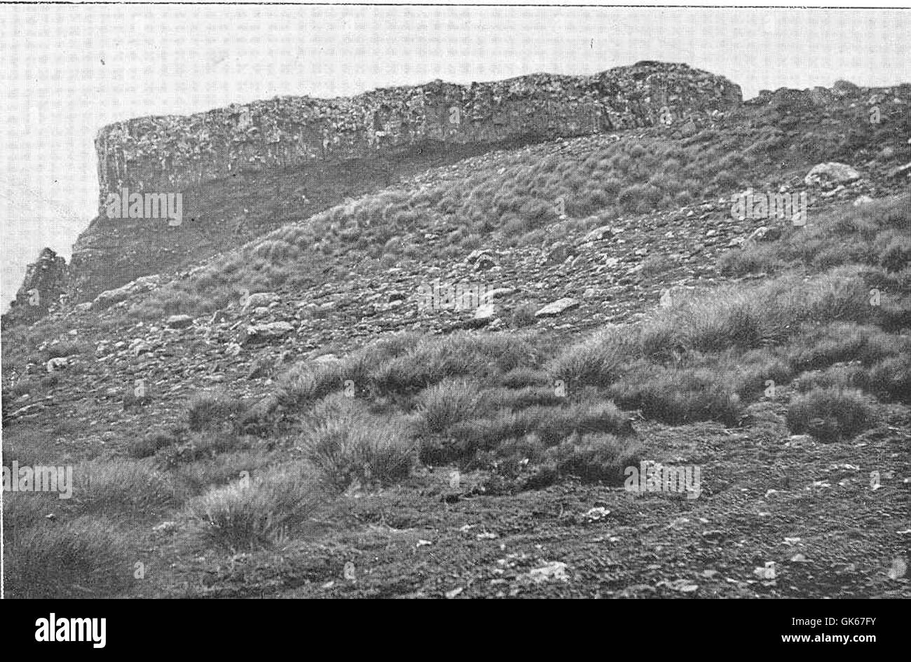 50813 Cap of Rudely Columnar Basalt, Head of Valley Running into Coleridge Bay Stock Photo