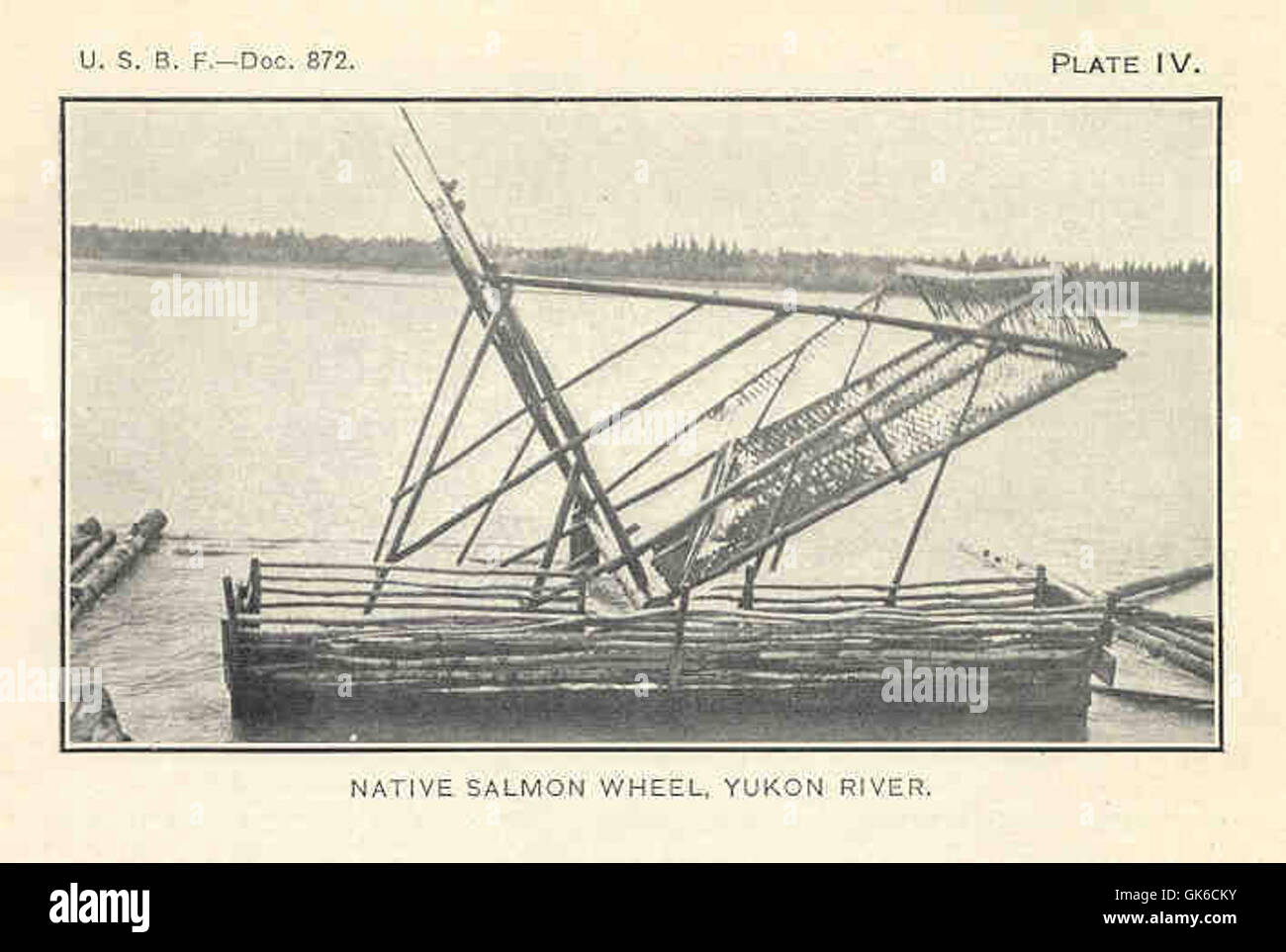 A Native salmon wheel used in the Yukon River is shown in this image ...