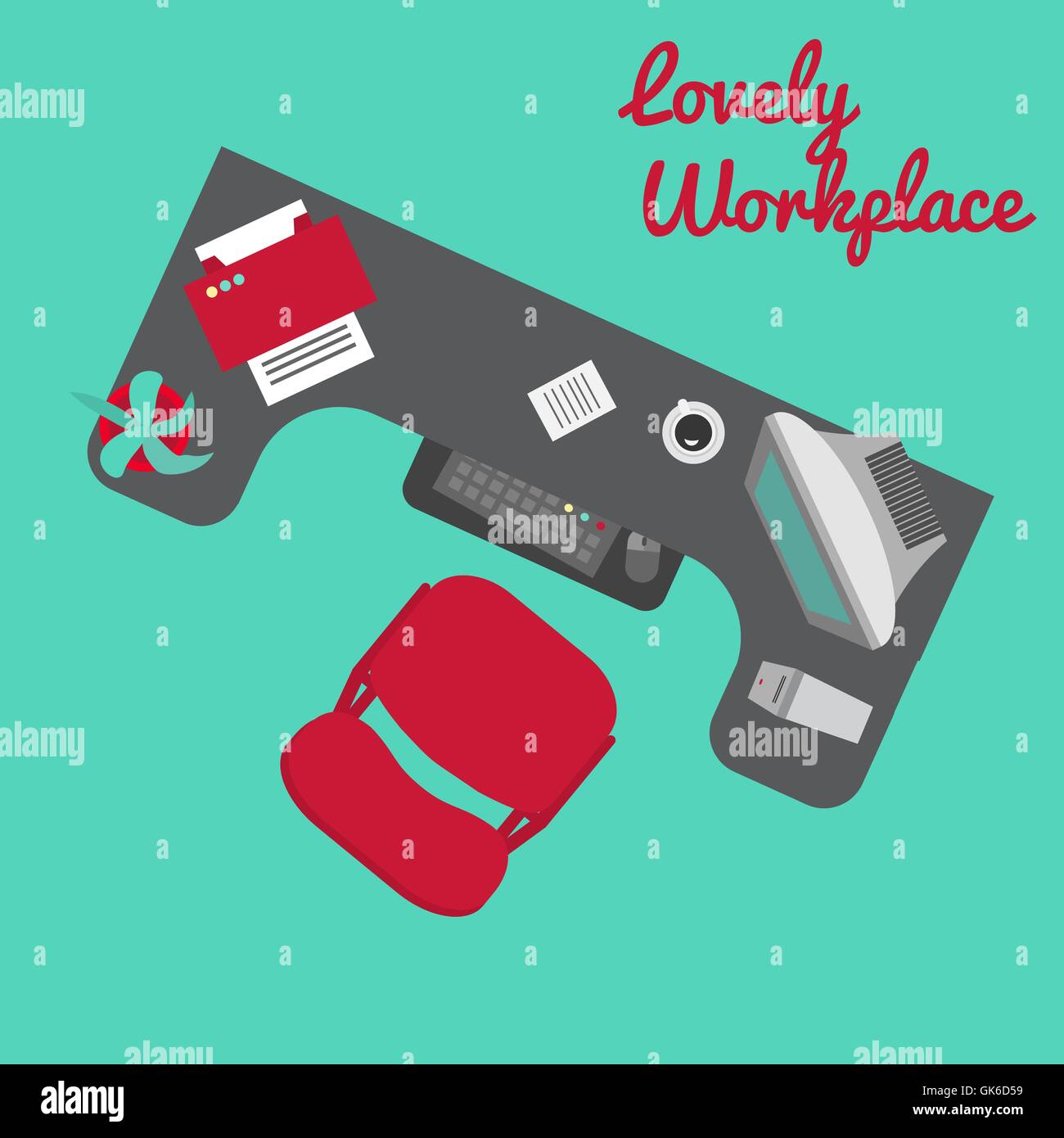 Flat vector office workplace. Work day. Vector Stock Vector Image & Art ...