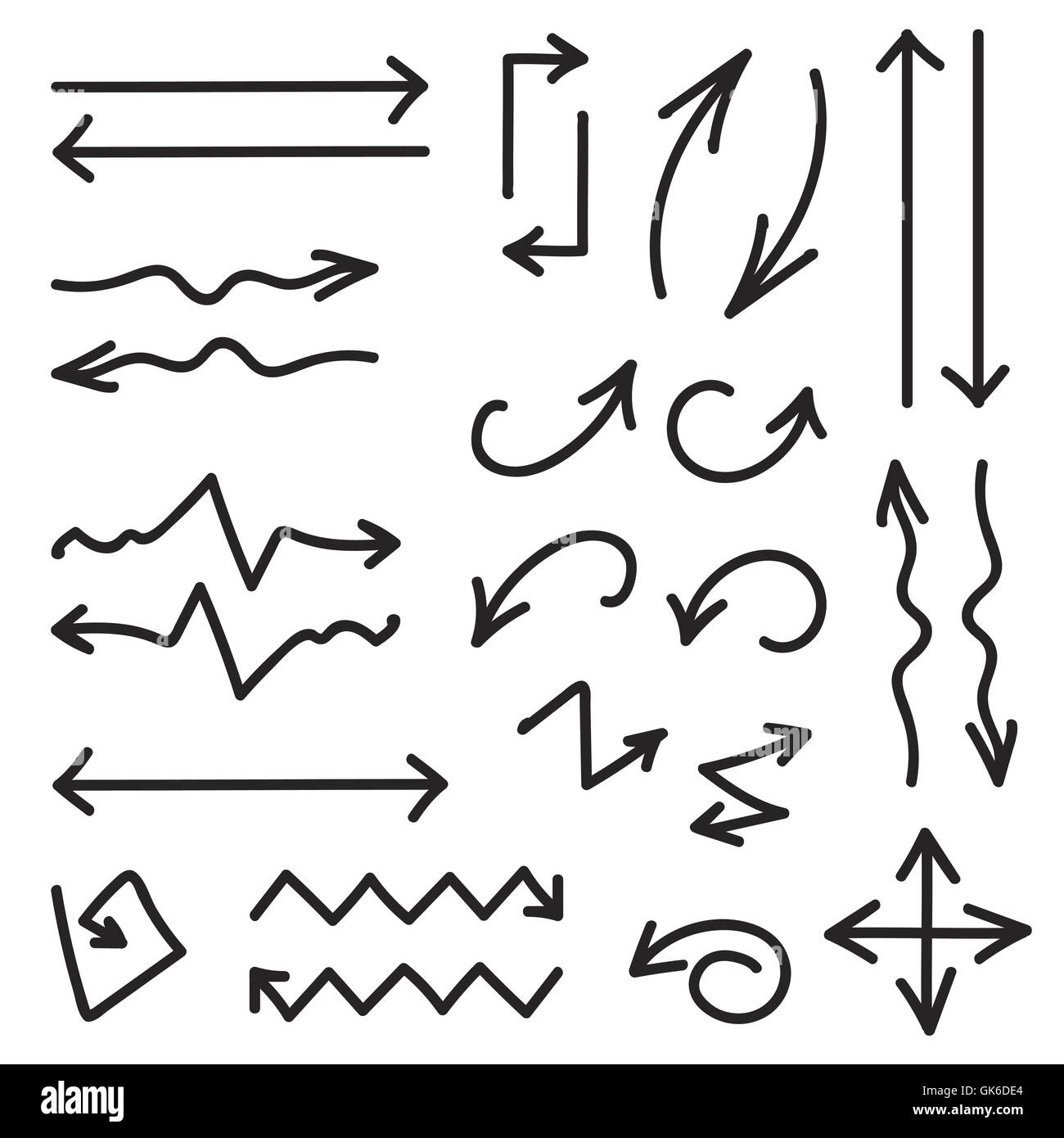 Black set of 26 hand drawn arrows. Vector Stock Vector Image & Art - Alamy