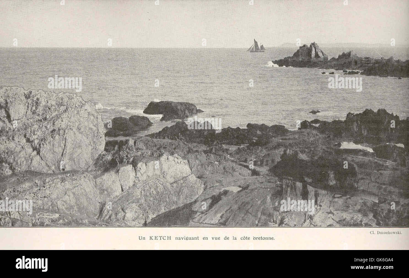 A ketch sailing off the Breton coast, showcasing the classic two-masted ...