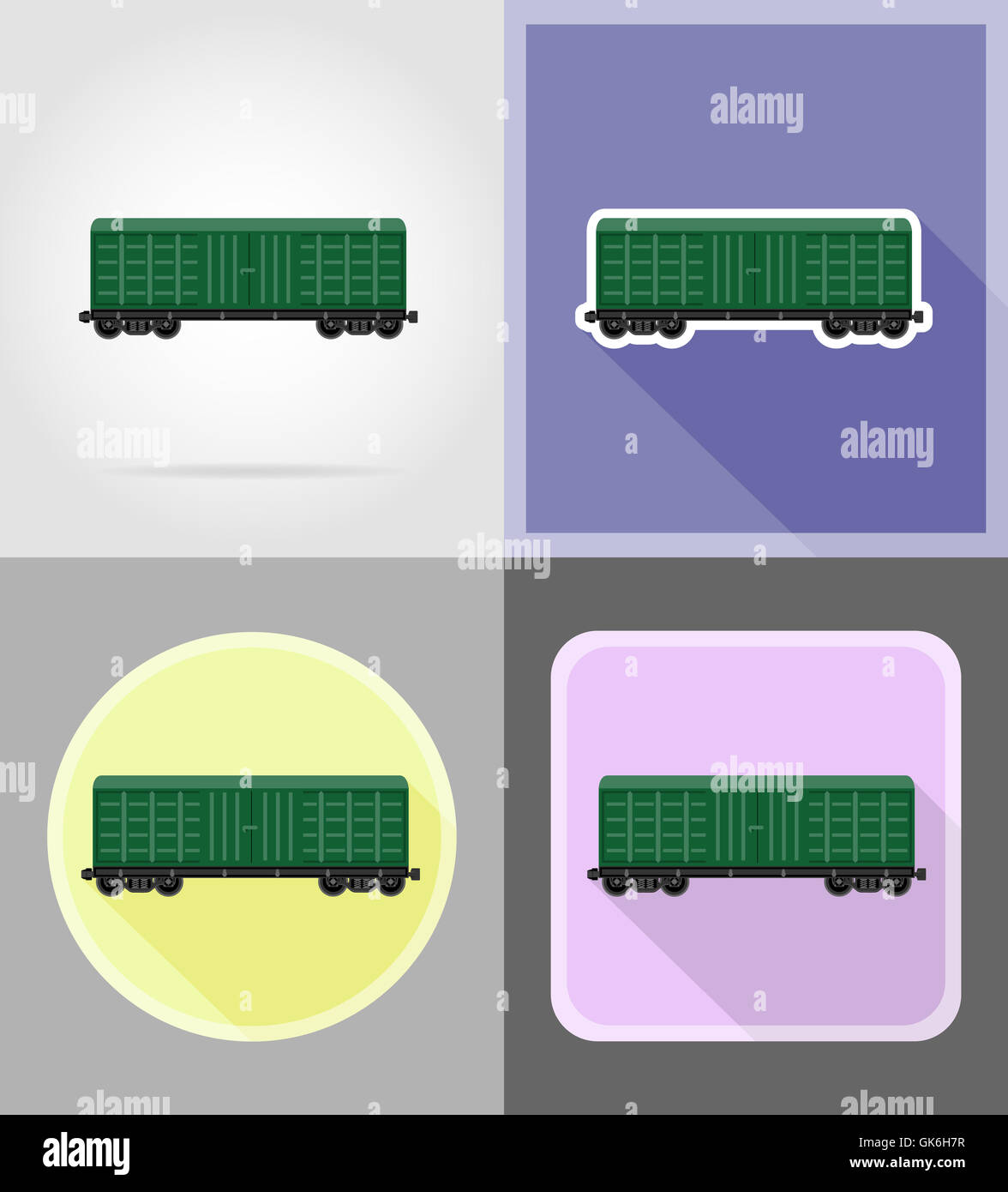 set icons railway carriage train flat icons illustration isolated on ...
