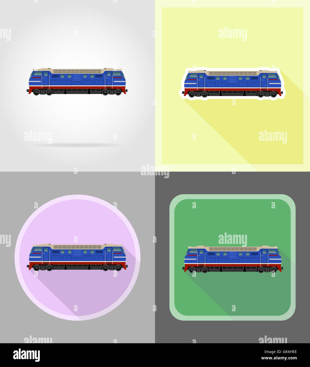 set icons railway carriage train flat icons illustration isolated on ...