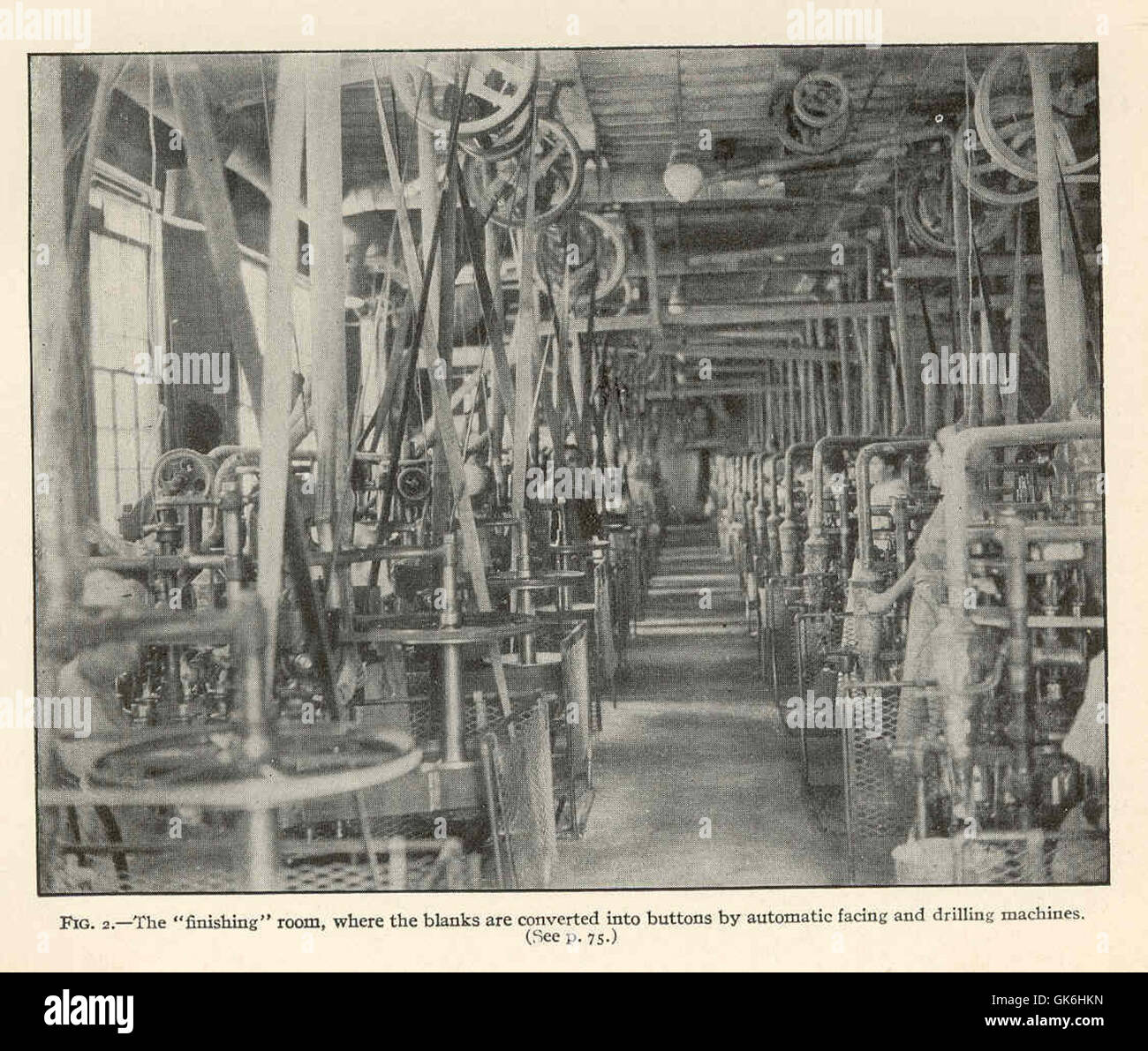 The finishing room shown in this image is where raw button blanks are ...