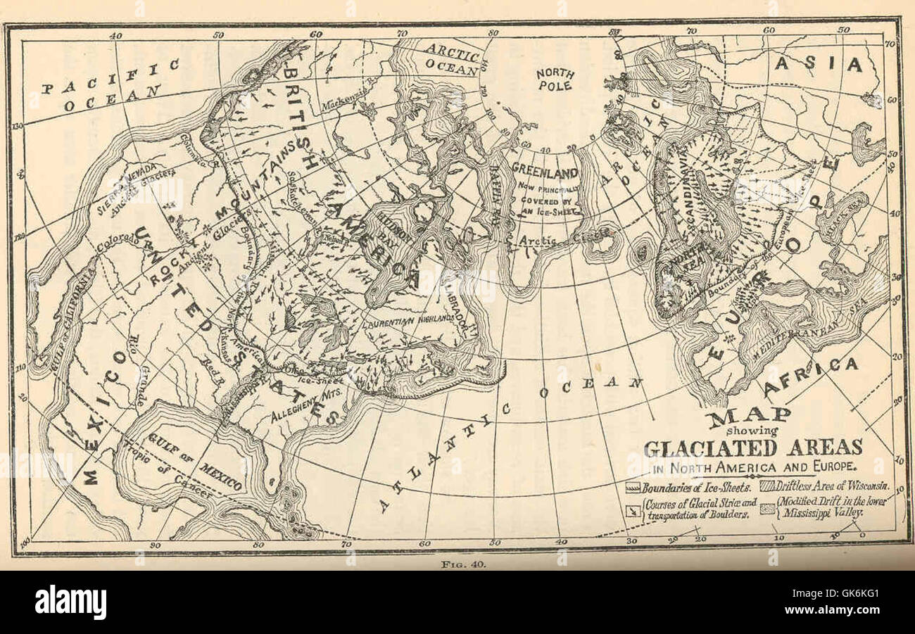 A map showing the glaciated areas - A Map Showing The Glaciated Areas In North America And Europe Illustrating GK6KG1