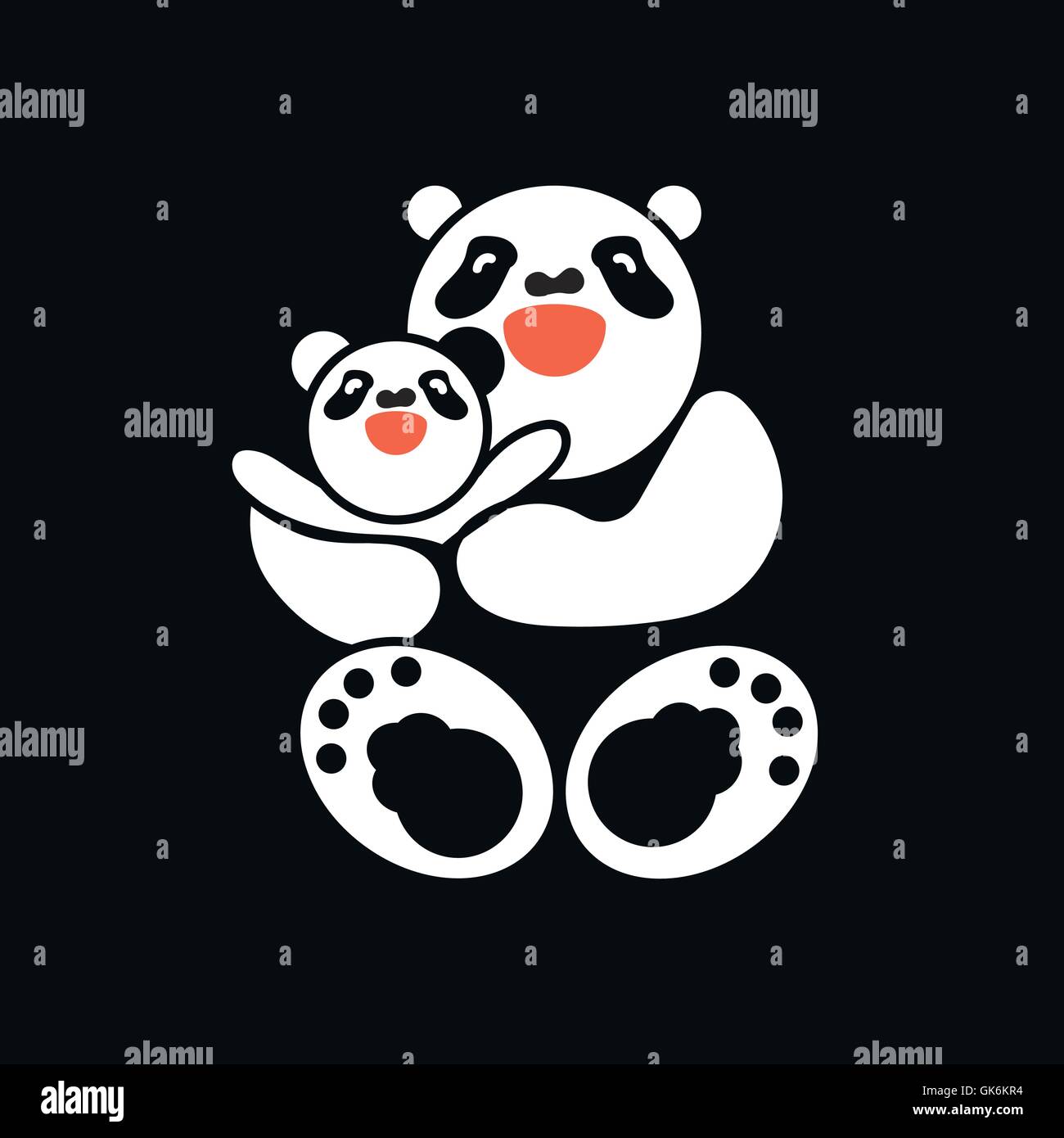 Vector sticker, card with happy father and child panda Stock Vector ...