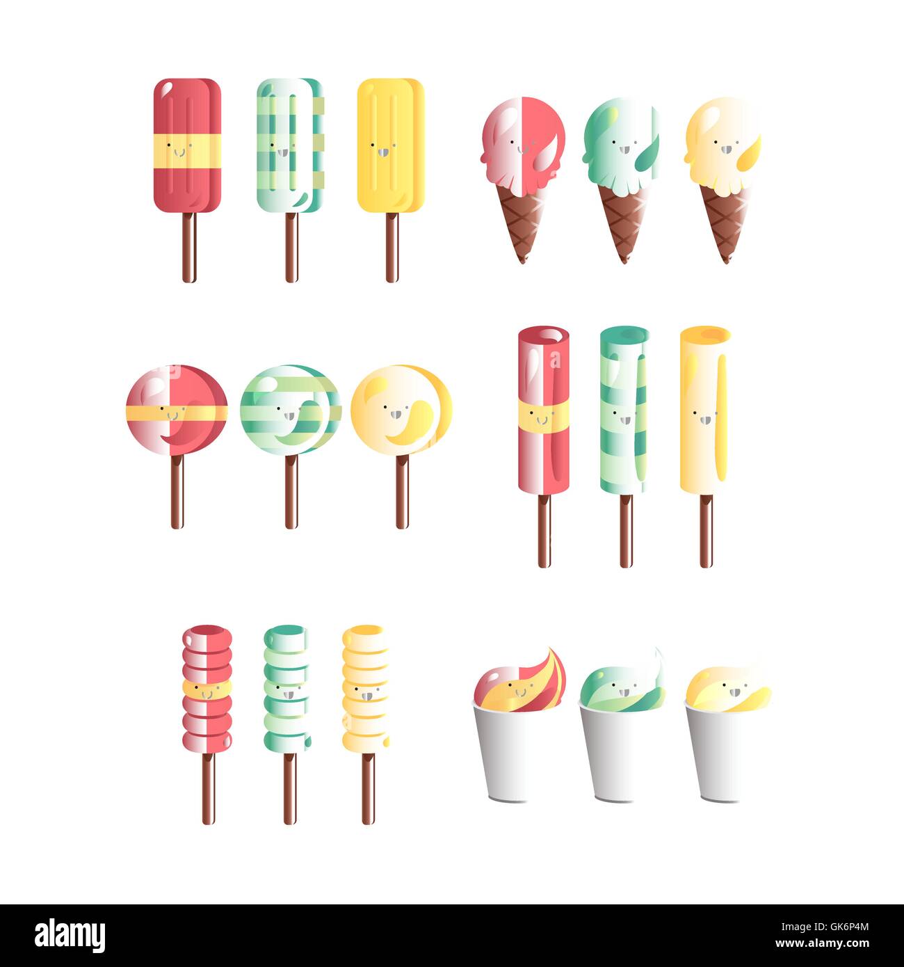 Vector set of different and gradient ice-creams Stock Vector