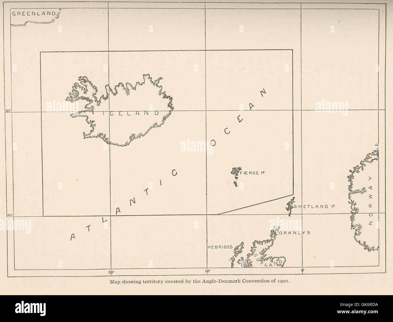 A map depicting the territory covered by the Anglo-Denmark Convention ...