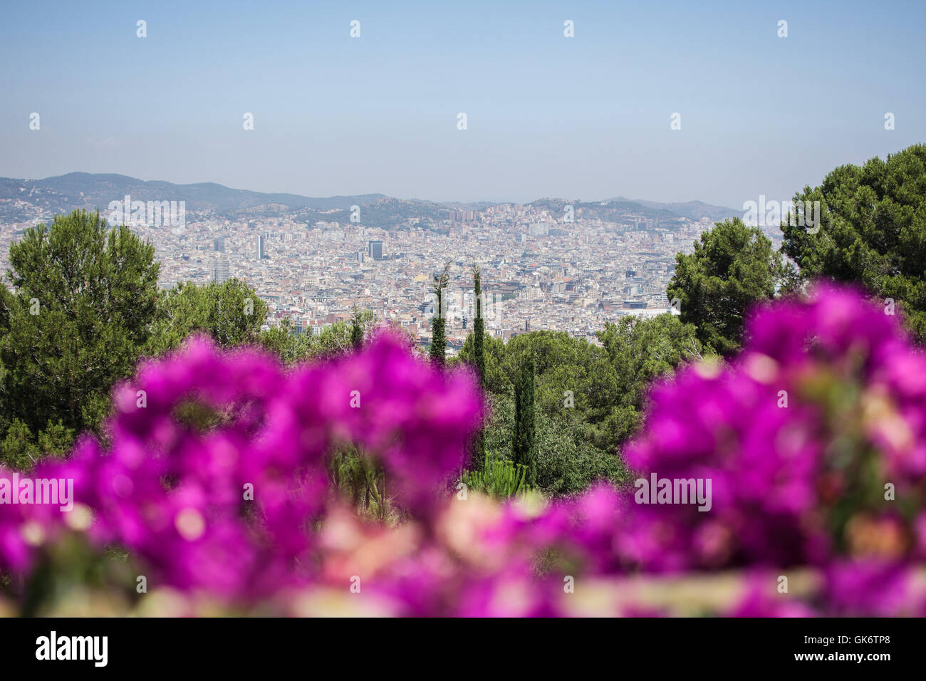 view of barcelona city from top of montjuic Stock Photo
