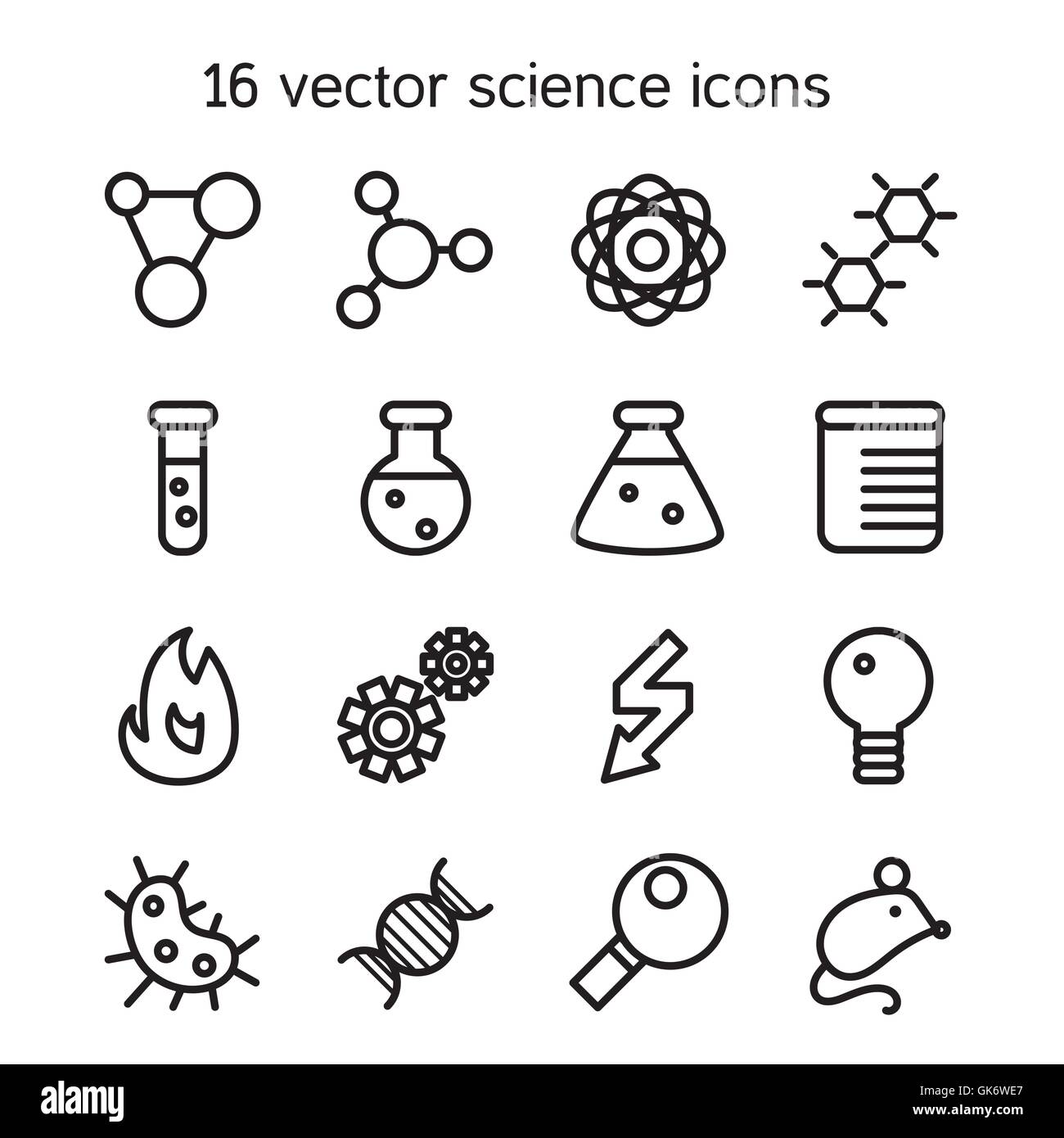 Science set icons. Laboratory biology symbols. Vector Stock Vector