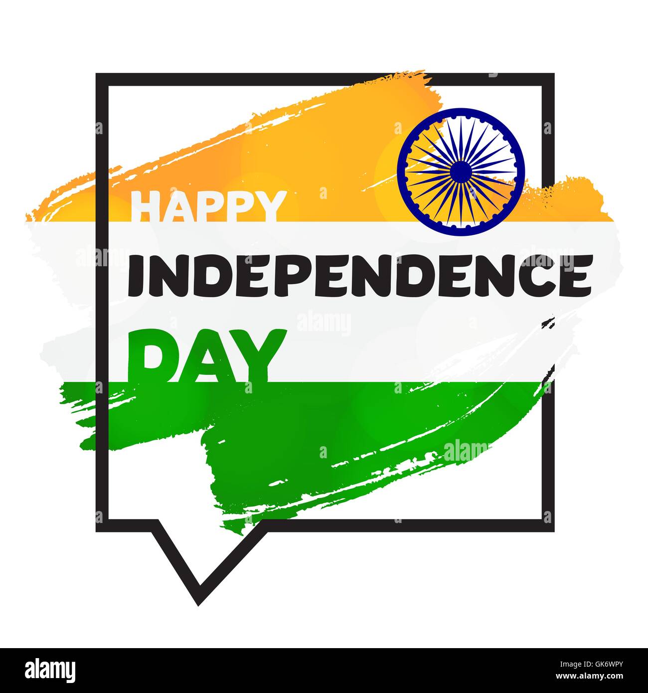 Happy Independence day India Greeting Template with Ashoka wheel. 15th of august. Design elements for print, card, banner, celeb Stock Vector