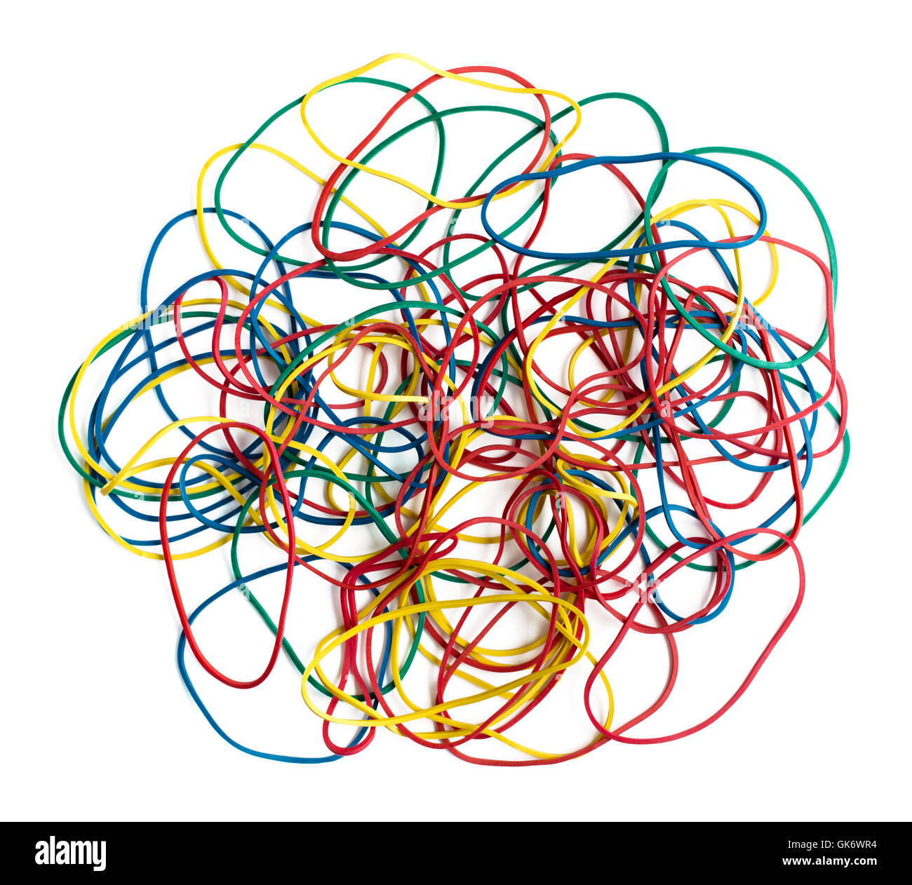 Colorful stationery rubber bands on white Stock Photo