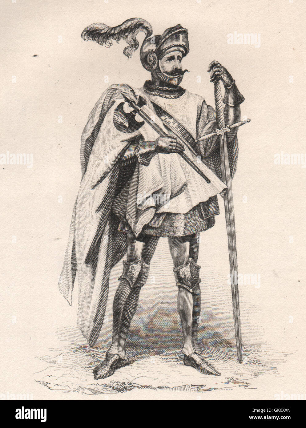 Teutonic Knight. Zakon Krzyzacki. Kryziuociu Ordinas . Germany, old print 1835 Stock Photo