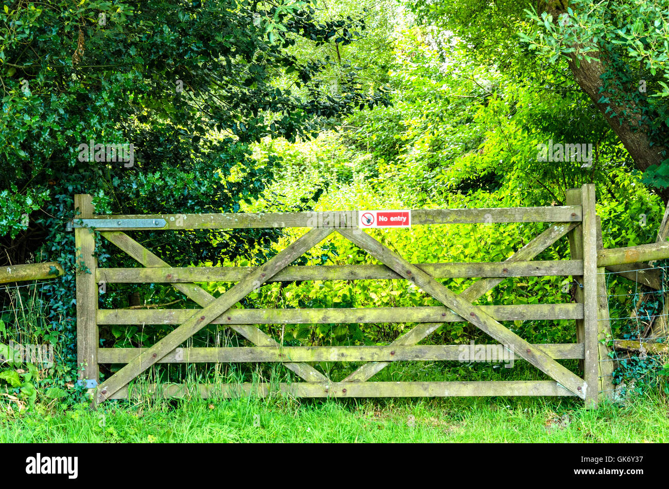 A gate across the entrance to private property Stock Photo Alamy