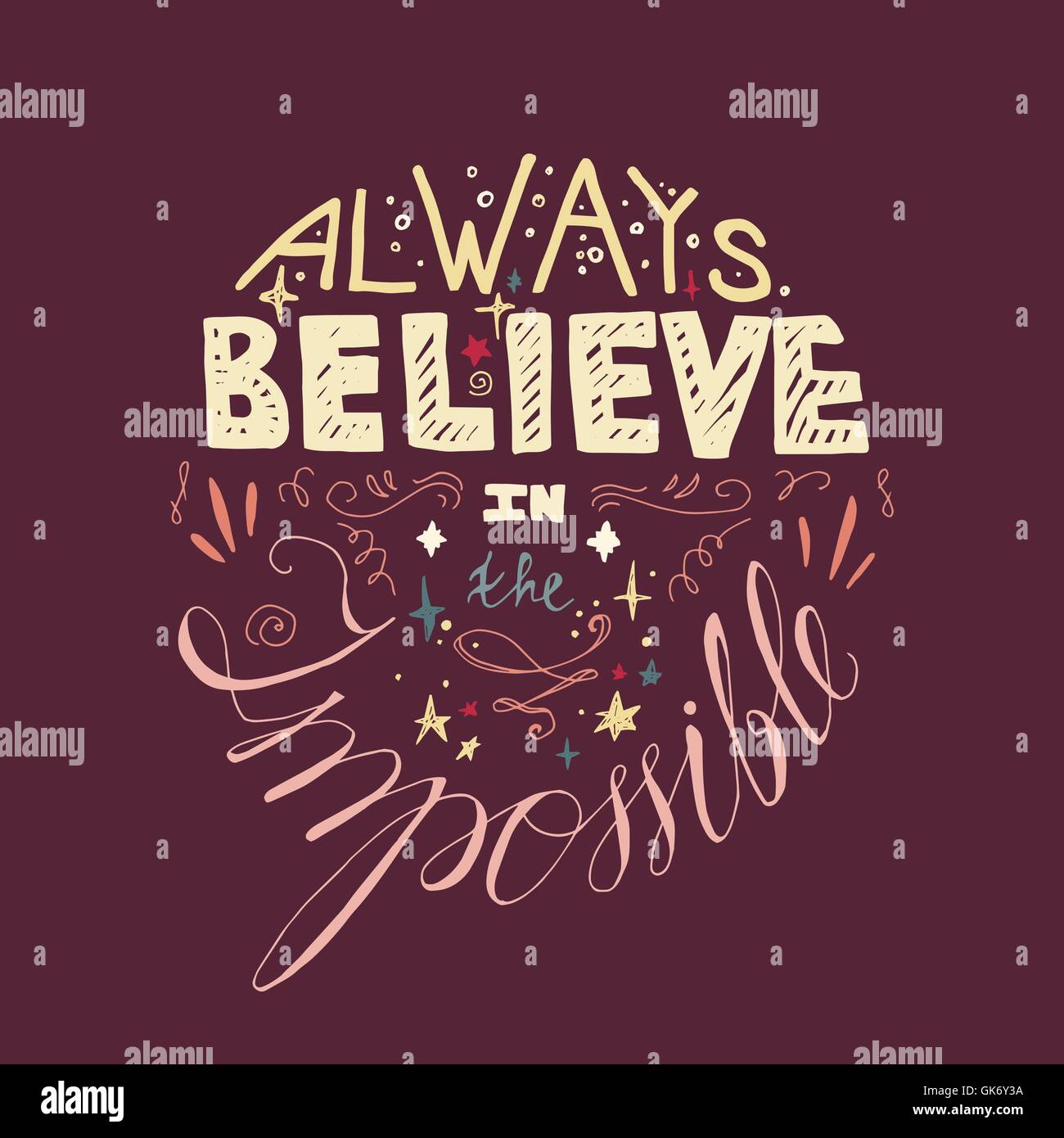 Lettering motivation poster. Quote about dream and believe for fabric ...