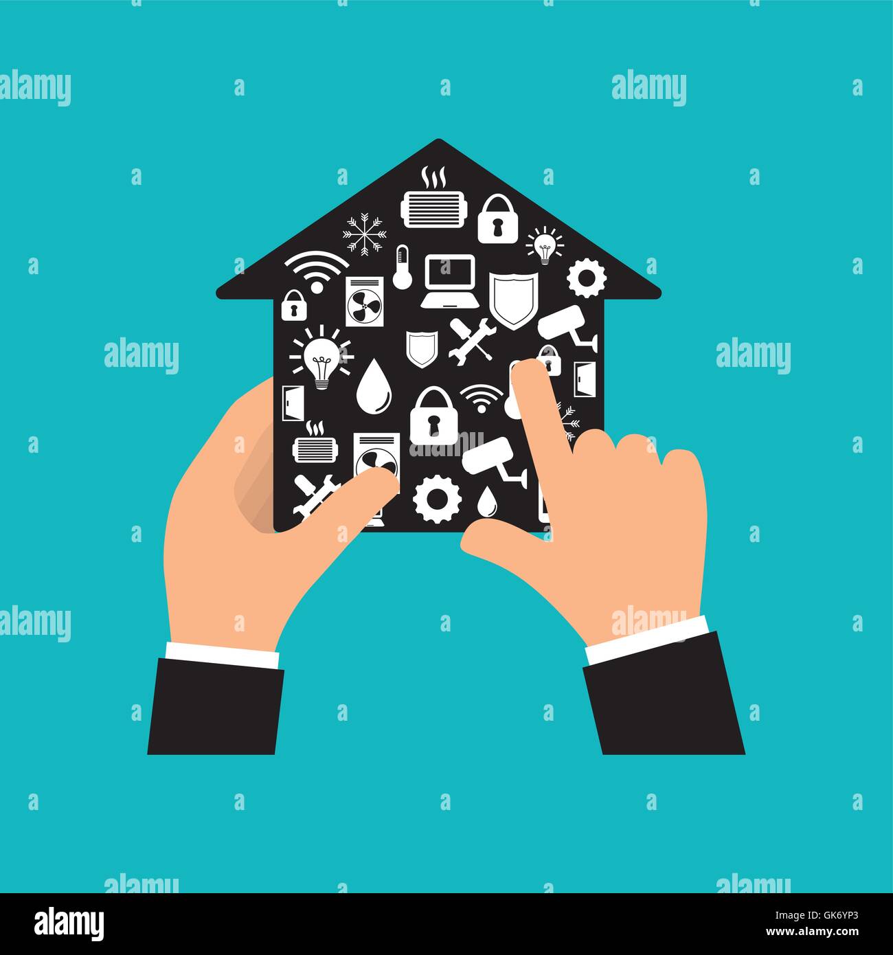 Smart home house icon set Stock Vector Image & Art - Alamy