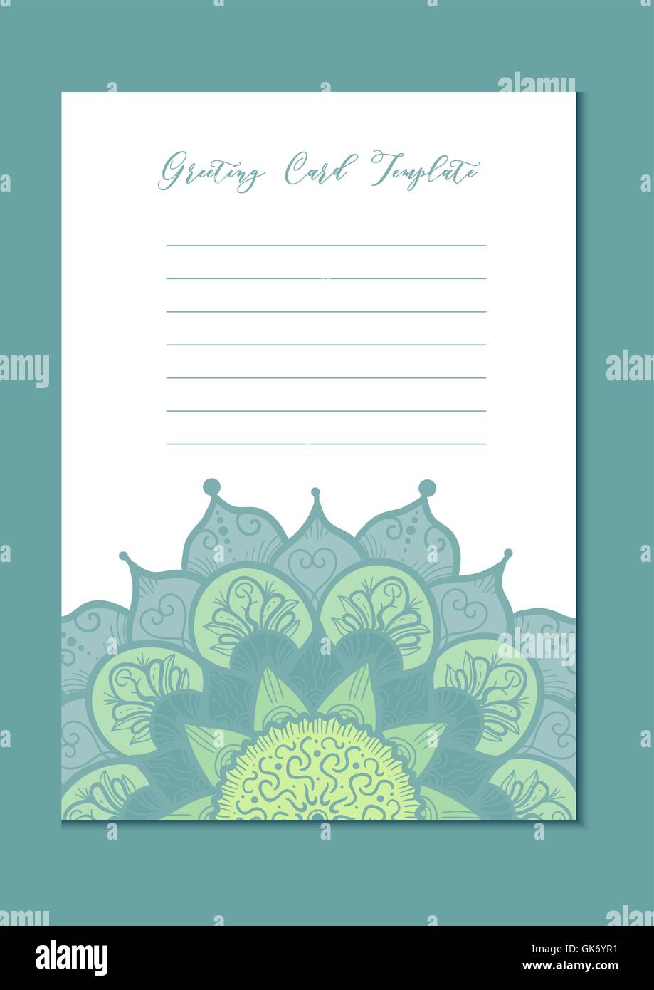 Mandala Vintage Template Card In Arabic And Indian Islam And Ottoman Turkish Asian Style For Brochure Flyer Greeting Invit Stock Vector Image Art Alamy