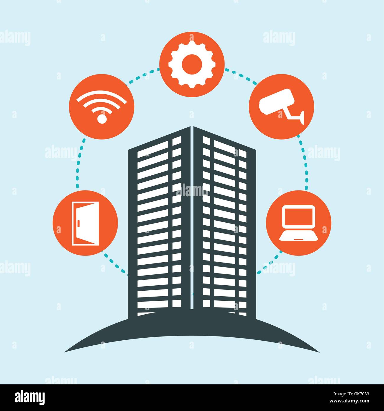 Smart city building app icon set Stock Vector