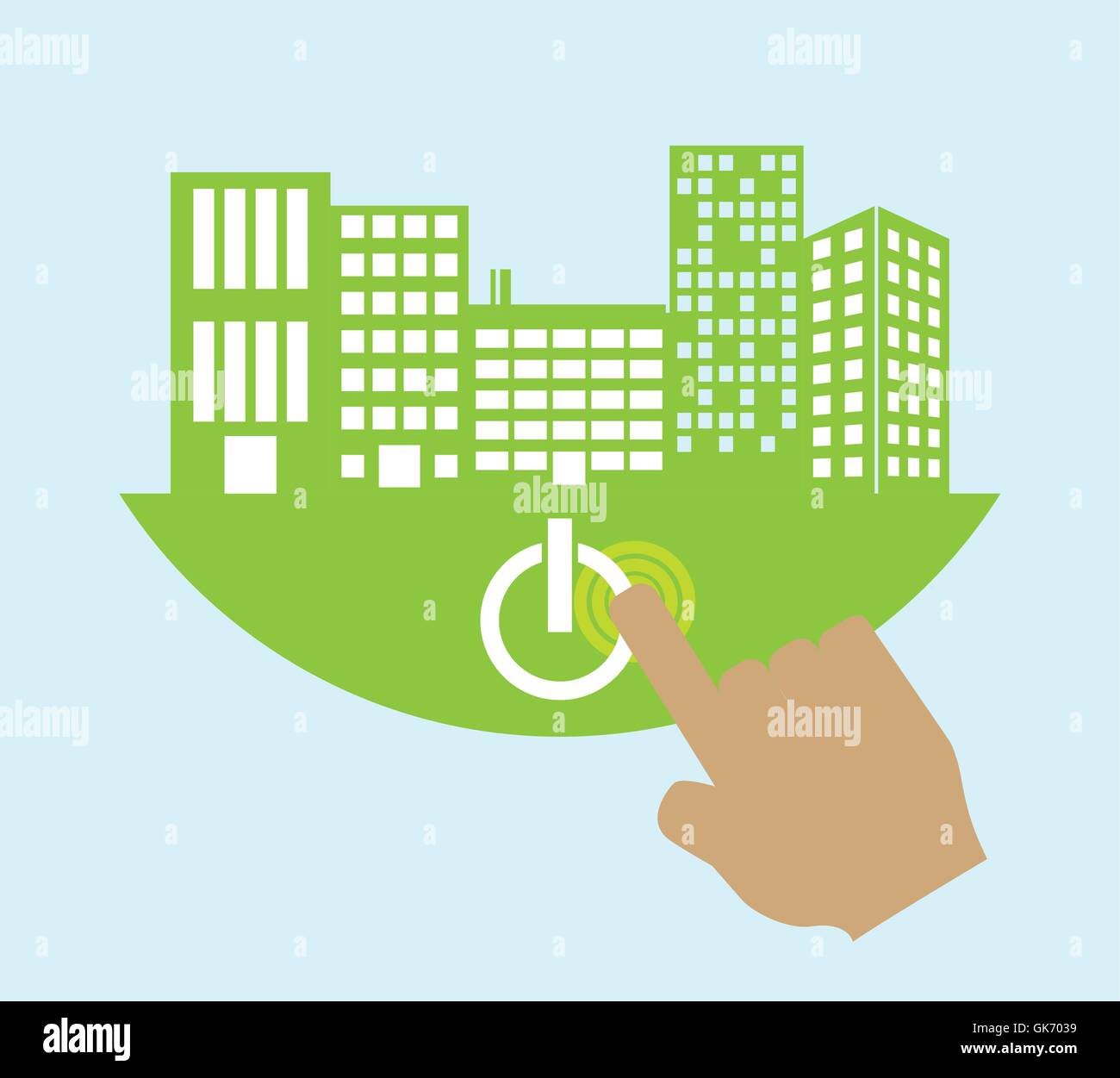 Smart city on green hand building icon Stock Vector Image & Art - Alamy