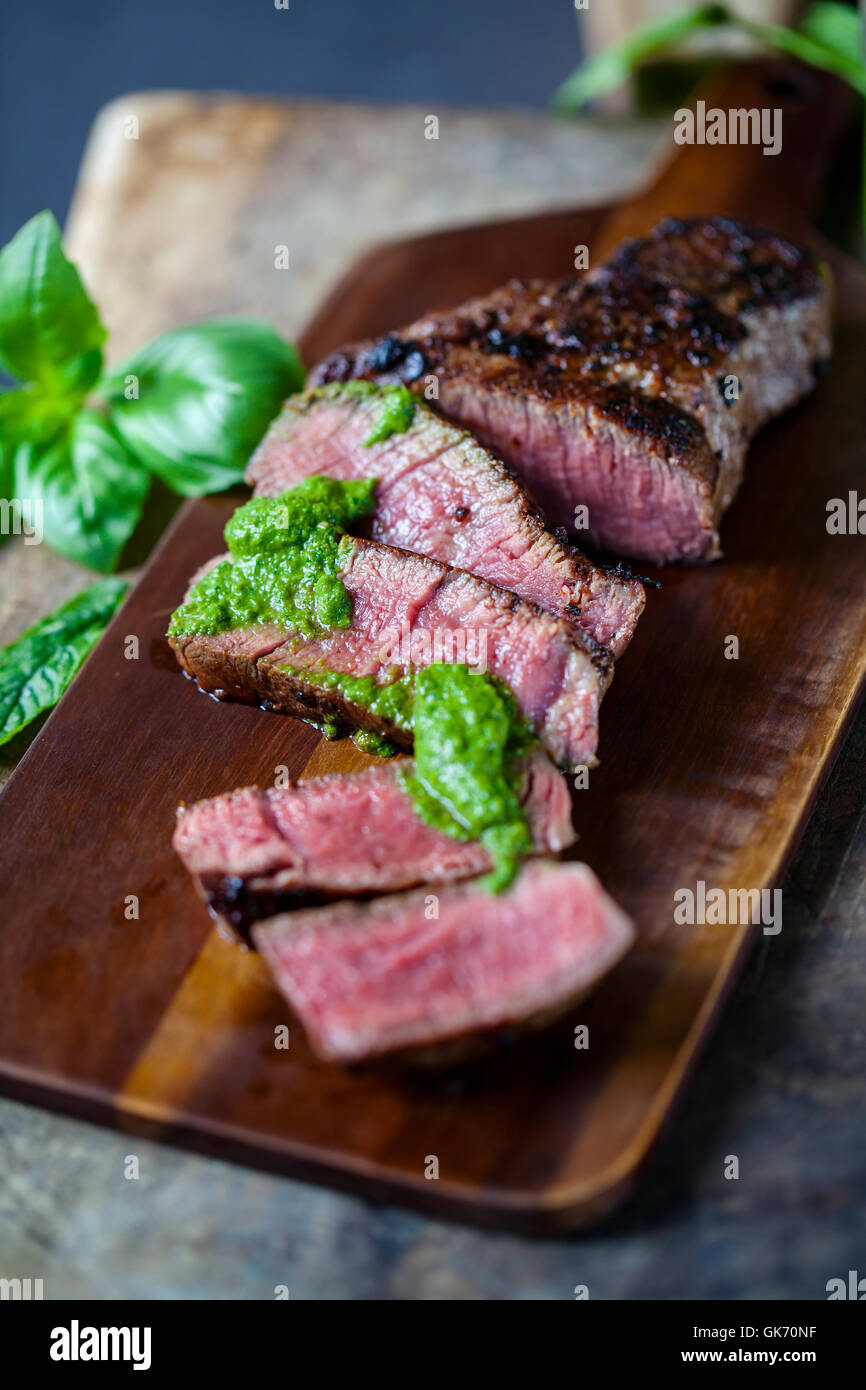 Fillet steak with salsa verde Stock Photo Alamy