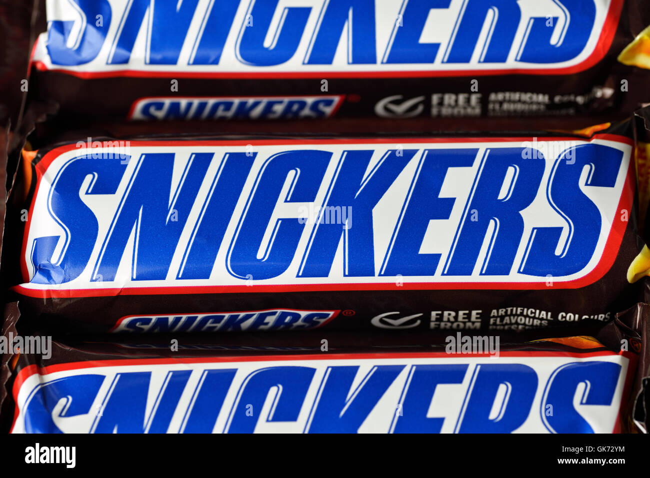 Snickers Bars, Close Up Stock Photo