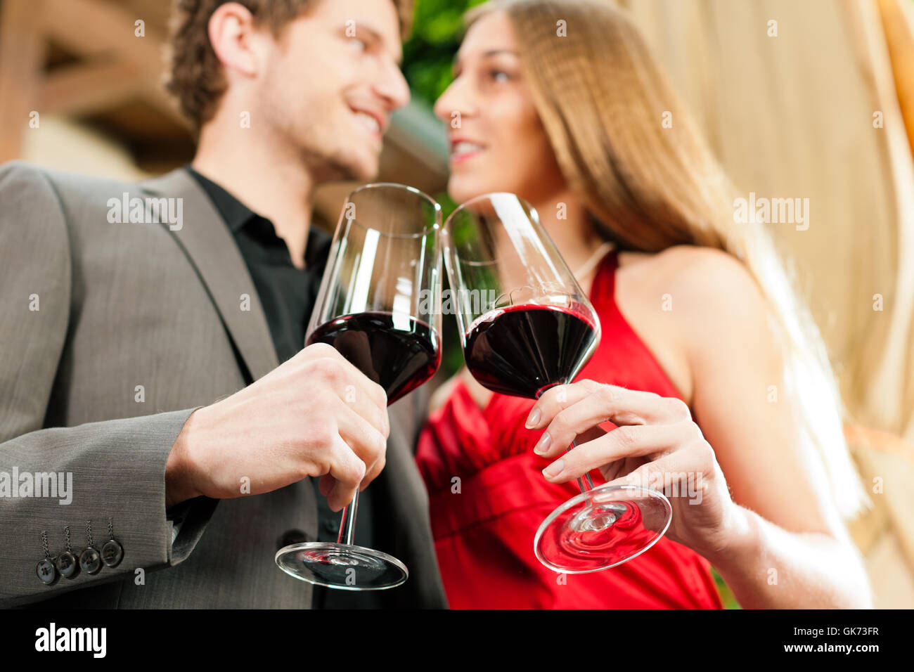 wine tasting in restaurant Stock Photo