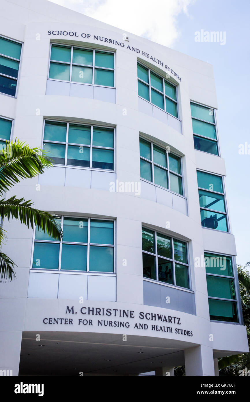 Miami Florida,Coral Gables,University of Miami,higher education,M. Christine Schwartz Center for Nursing & Health Studies,campus,building,exterior,win Stock Photo