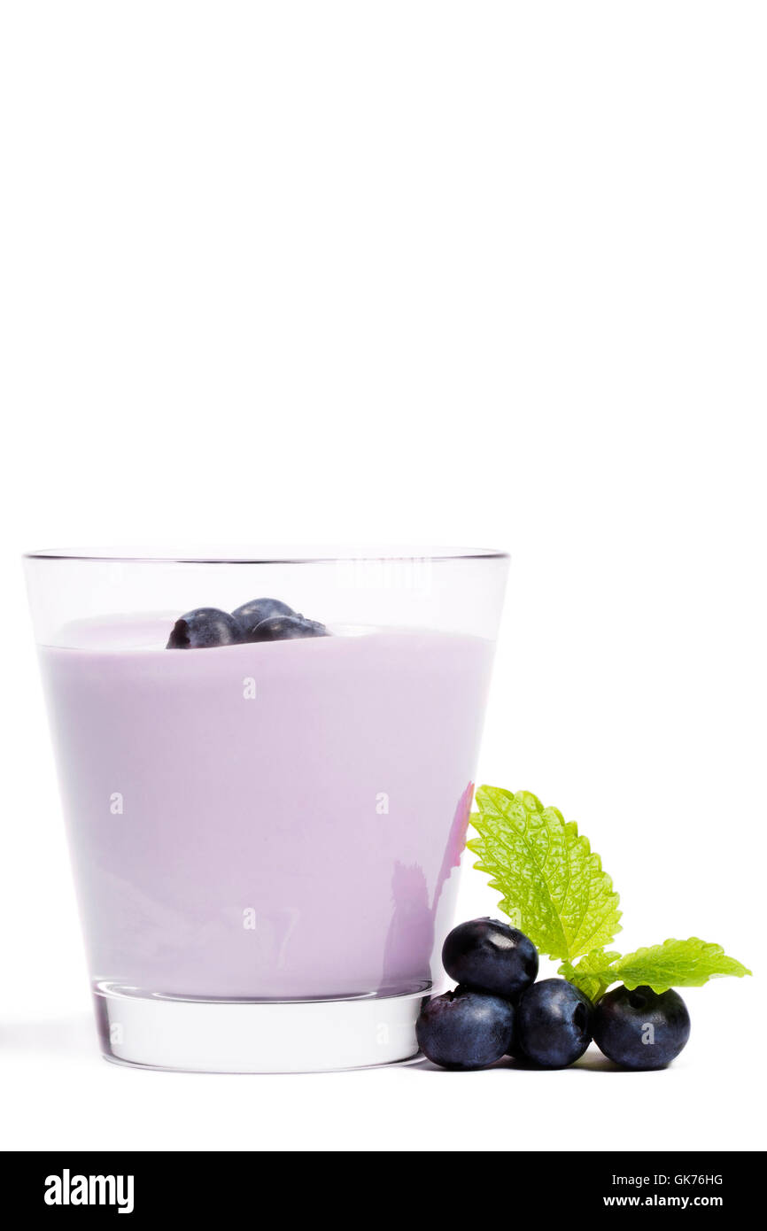 milkshake with blueberries and melissa Stock Photo