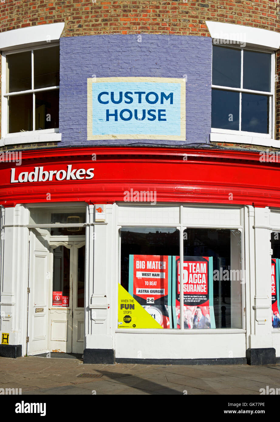 Ladbrokes betting shop in the old Custom House, Whitby, North Yorkshire