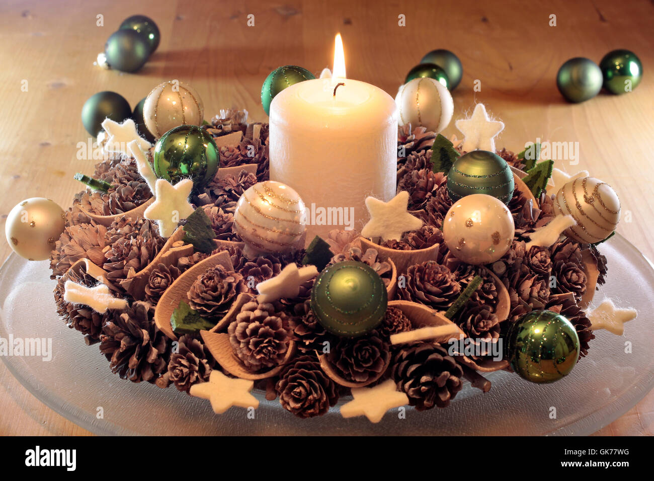 christmas wreath with pine cones Stock Photo