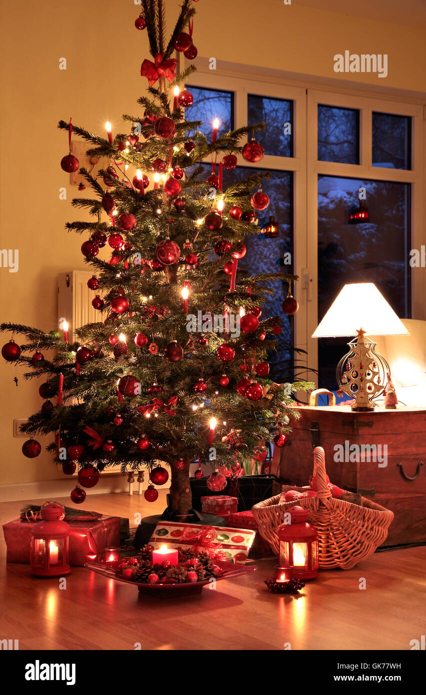 lighted christmas tree Stock Photo