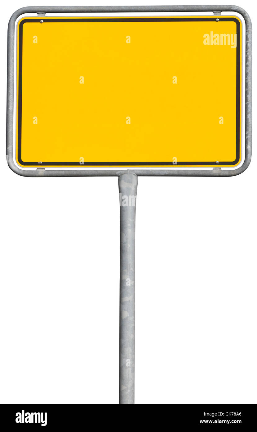 yellow placement sign (clipping path included Stock Photo Alamy