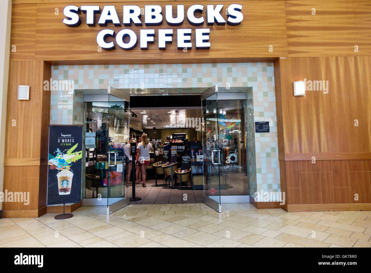 Naples Florida,Coastland Center Shopping Mall,shopping center,Starbucks Coffee,coffeehouse,chain,sign,entrance,front,FL160610059 Stock Photo